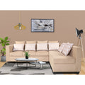 Adorn India Poland L Shape 6 Seater Sofa Set (Right Side) (Beige)