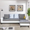 Adorn India Ashley Leatherette Fabric L Shape 6 Seater Sofa Set Digitel Print (Right Hand Side) (Grey & White) (3 Year Warranty)