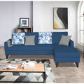 Adorn India Hallton L Shape 5 Seater Sofa Set Digitel Print (Right Hand Side) (Blue) (3 Year Warranty)