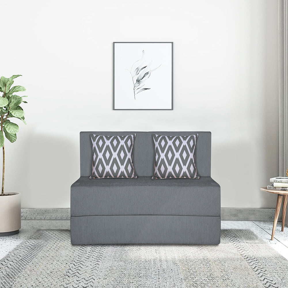 Adorn India Easy 2 Seater Sofa Cum Bed (Rhombus Pattern) Size 3' x 6' Ft (Grey Color) Perfect for Home & Office for Guests (1 Year Warranty)