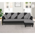 Adorn India Denver L Shape 5 Seater Sofa Set RHS (Grey & Black) (3 Year Warranty)