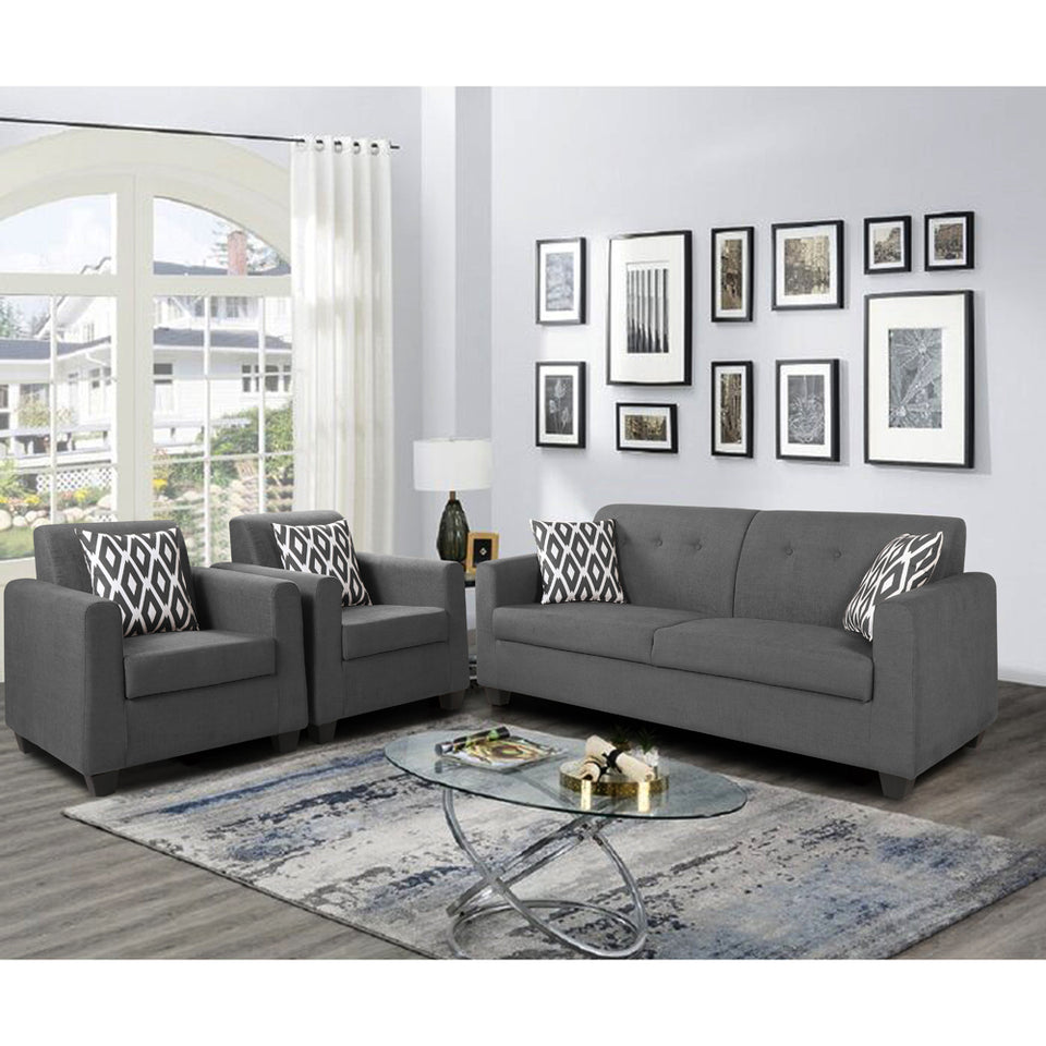 Wood Blazer Plus 3-1-1 5 Seater Sofa Set (Grey)