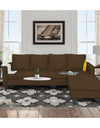 Adorn India Chandler L Shape 5 Seater Sofa Set Plain (Right Hand Side) (Brown)