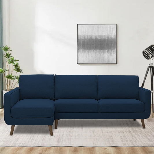 Adorn India Damian L Shape 6 Seater Sofa Set Left Hand Side (Blue)