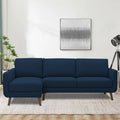 Adorn India Damian L Shape 6 Seater Sofa Set LHS (Blue) (3 Year Warranty)
