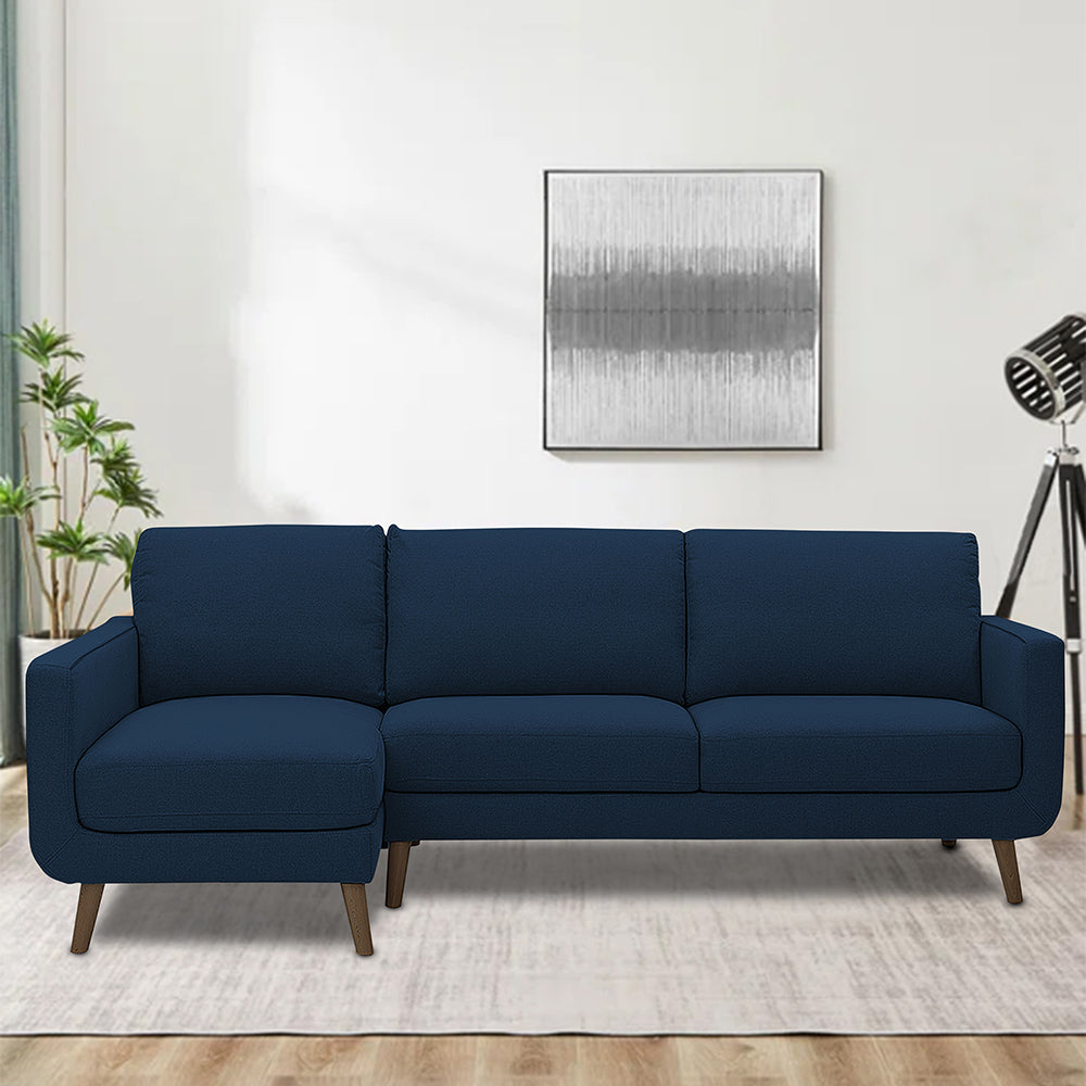 Adorn India Damian L Shape 6 Seater Sofa Set Left Hand Side (Blue)