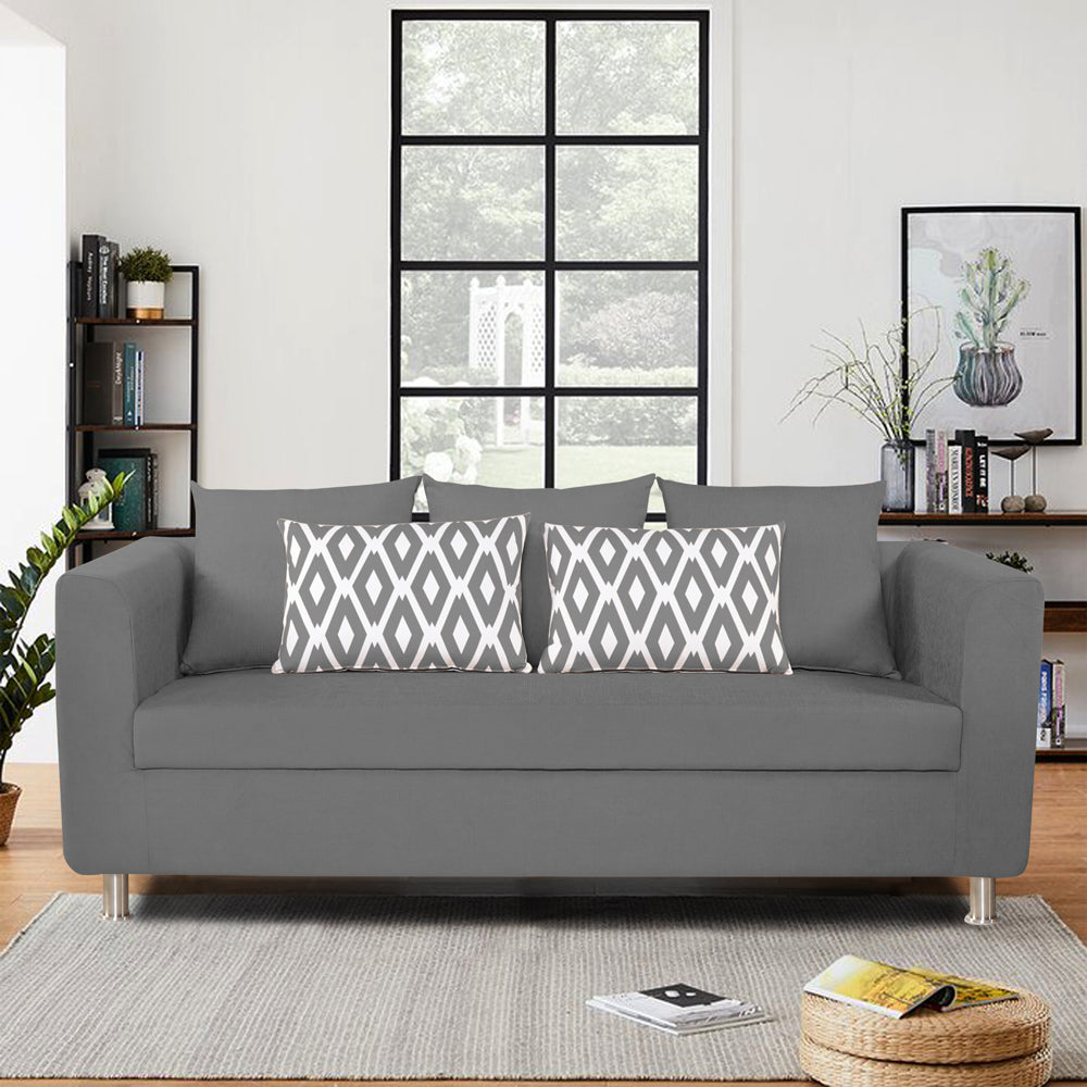 Adorn India Poland 3 Seater Sofa (Grey)