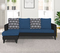 Adorn India Beetle Rhombus L Shape 5 Seater Sofa Set LHS (Blue & Black) (3 Year Warranty)