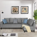 Adorn India Bryson L Shape 6 Seater Sofa Set Plain (Right Hand Side) (Grey) (3 Year Warranty)