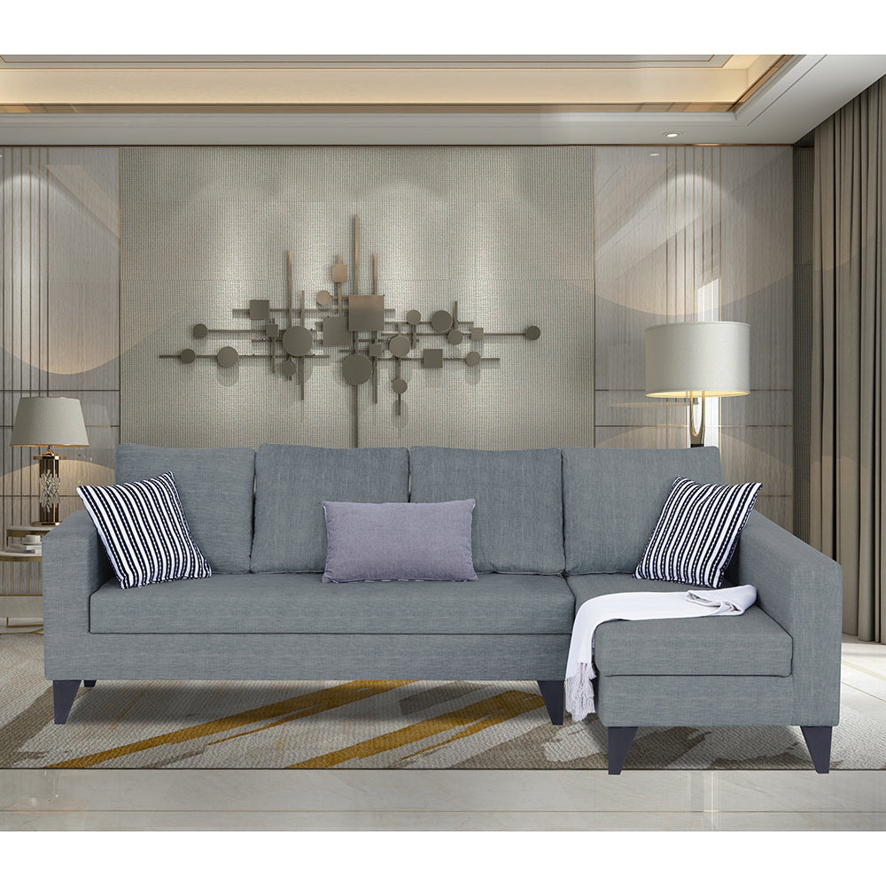 Adorn India Beetle Plus Bricks L Shape 6 Seater Sofa Set (Right Hand Side) (Grey) (3 Year Warranty)