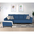 Adorn India Maddox Plain L Shape 6 Seater Sofa Set LHS (Blue) (3 Year Warranty)