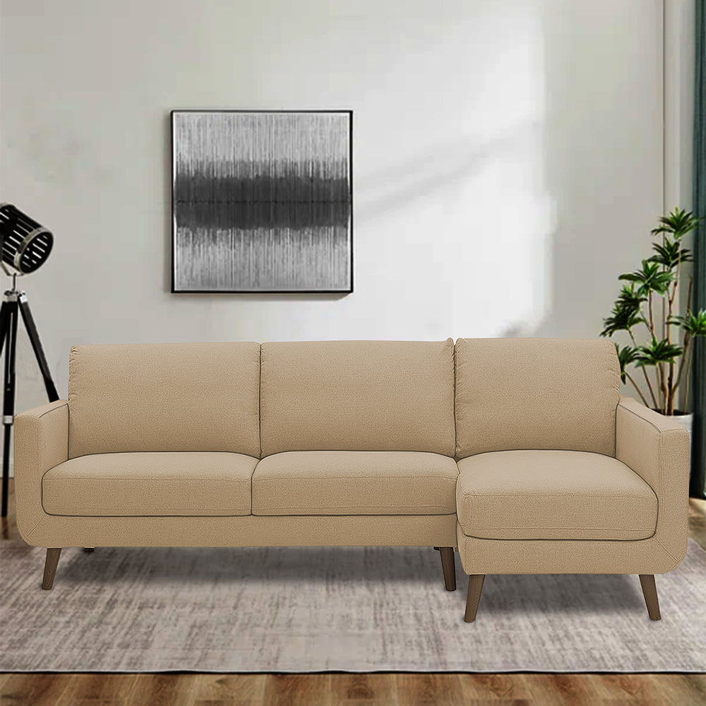 Adorn India Damian L Shape 6 Seater Sofa Set RHS (Beige) (3 Year Warranty)