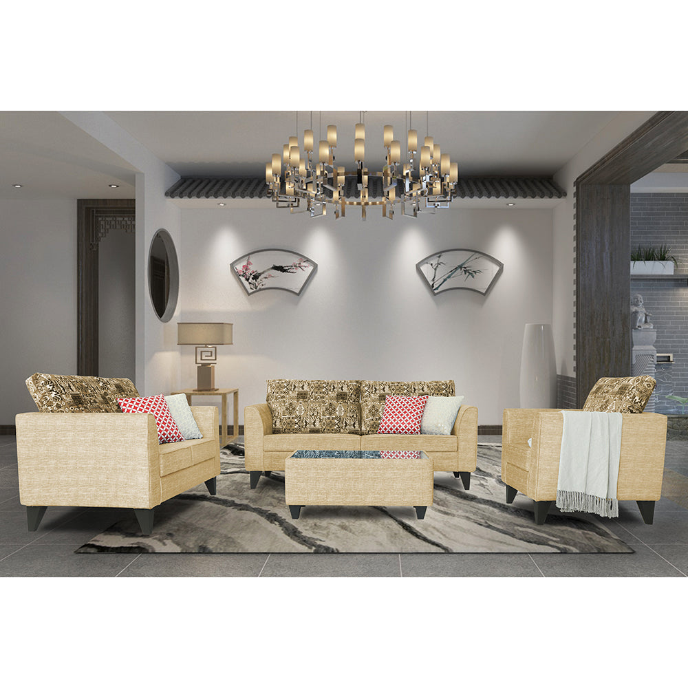 Sheldon Crafty 3+2+1 6 Seater Sofa Set with Centre Table (Beige)