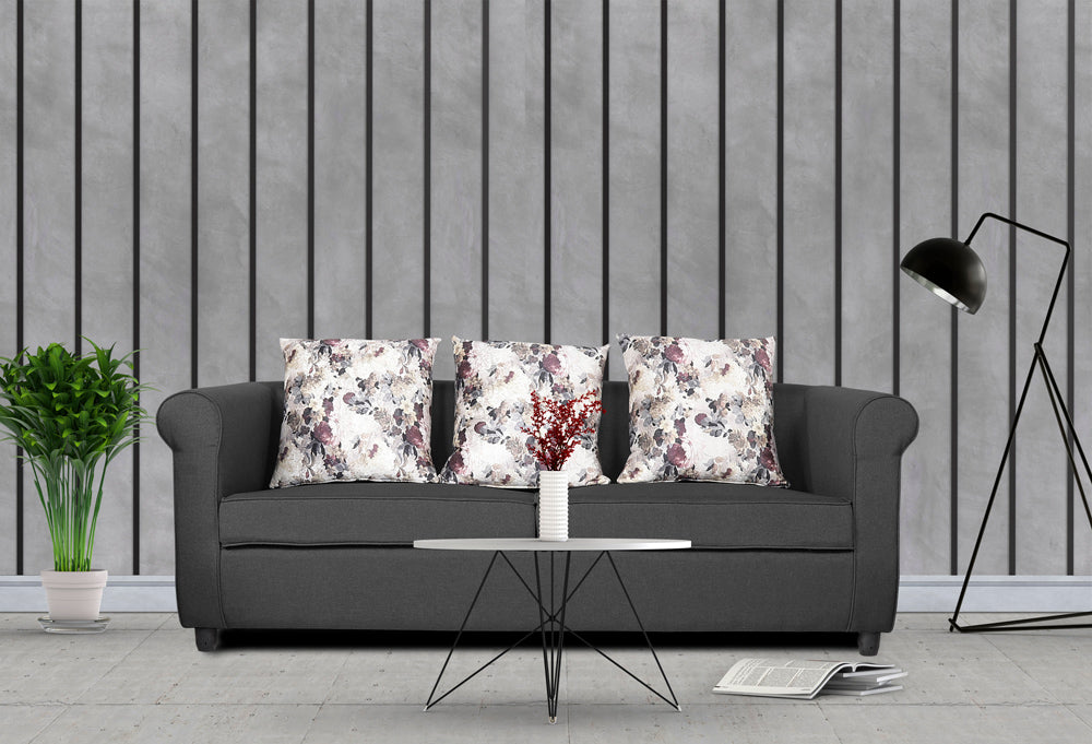 Adorn India Magnum 3 Seater Sofa (Dark Grey), Wood, Foam