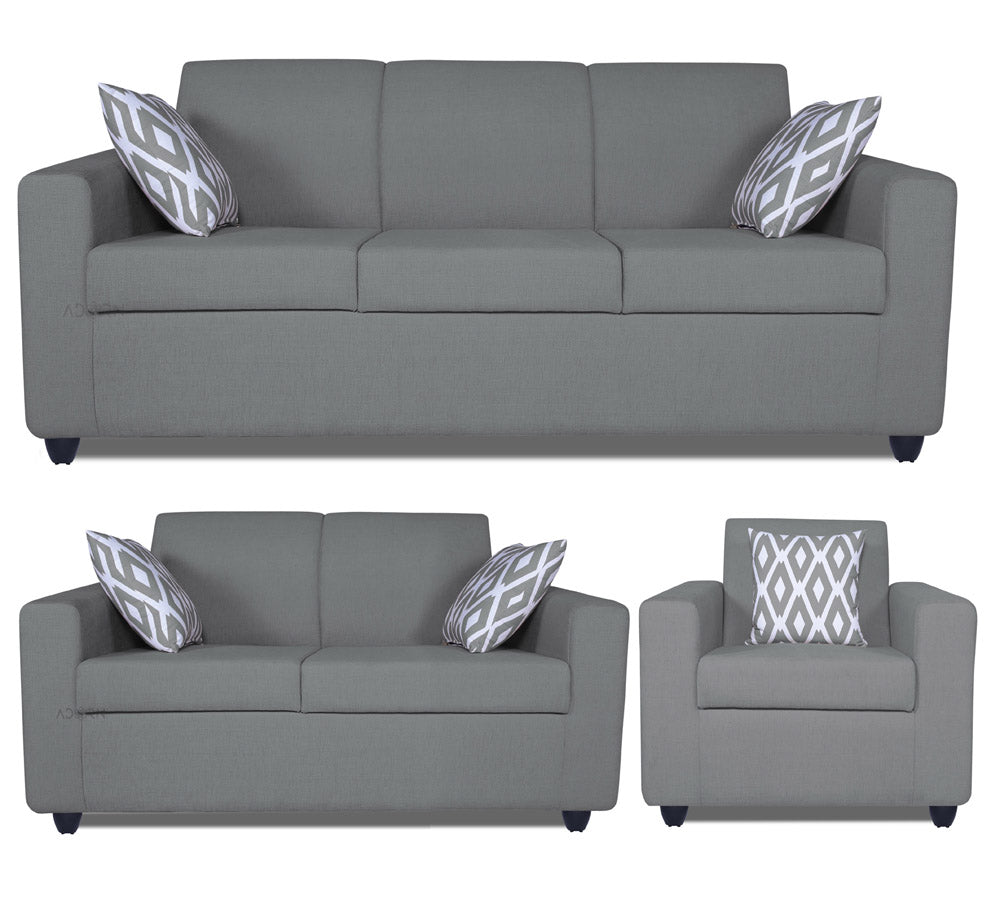 Adorn India Monteno Six Seater 3+2+1 Sofa Set (Grey)