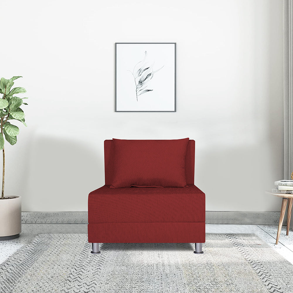 Adorn India Easy Alyn Plus Decent 1 Seater Sofa Cum Bed (2.5x6) (Maroon) (1 Year Warranty)