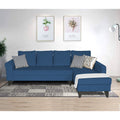 Adorn India Maddox Tufted L Shape 6 Seater Sofa Set RHS (Blue) (3 Year Warranty)