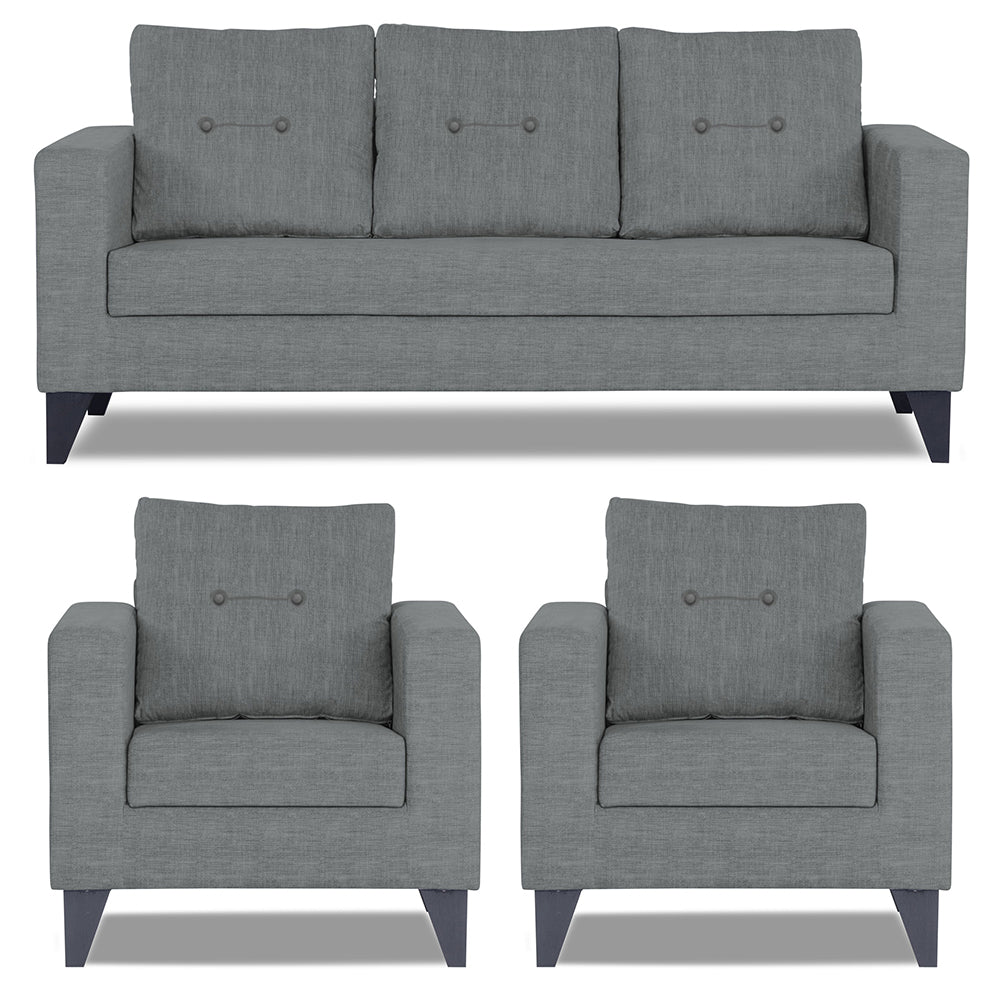 Adorn India Darcy 3+1+1 5 Seater Sofa Set (Grey) (3 Year Warranty)