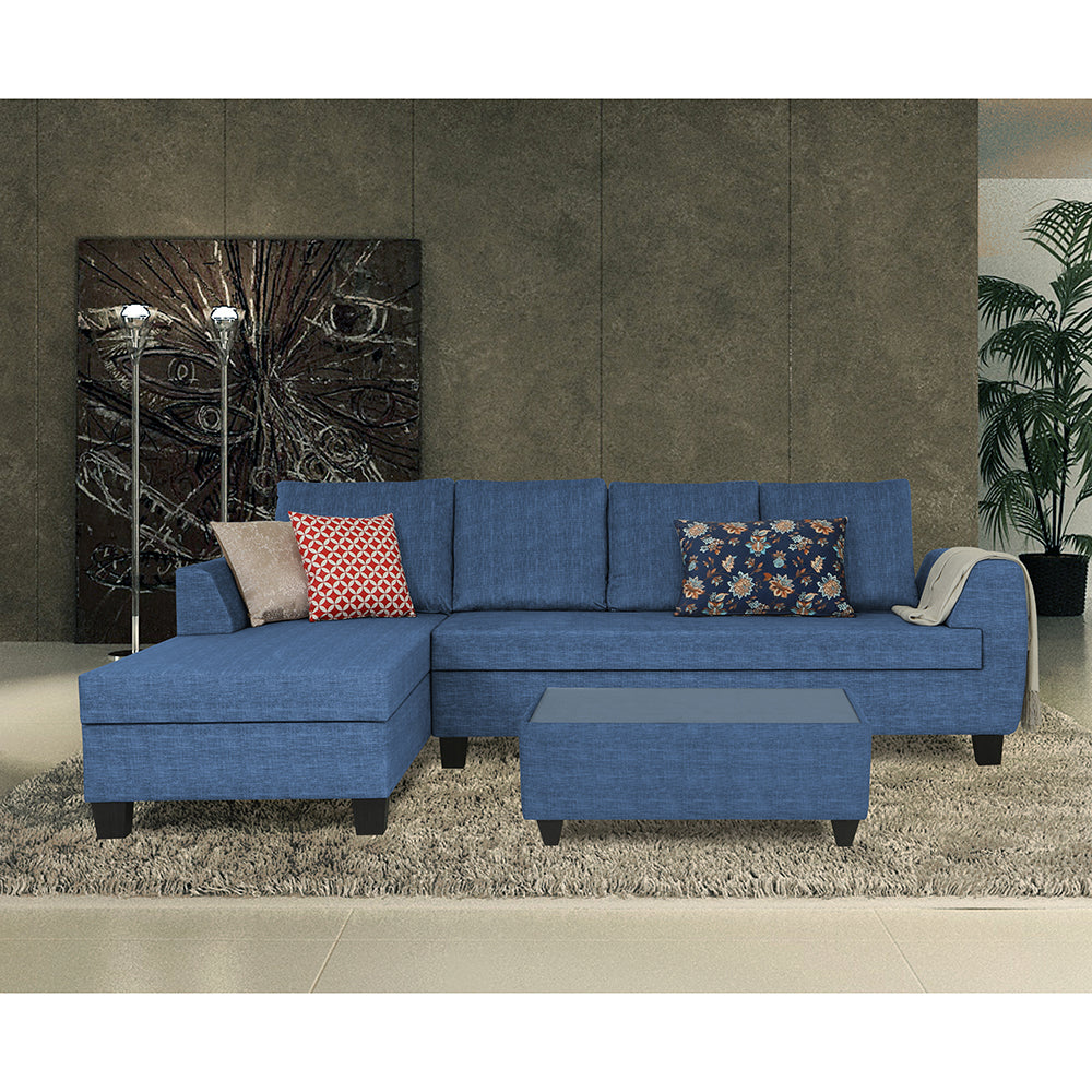 Raiden Decent Premium L Shape 6 Seater Sofa Set with Center Table (Left Hand Side) (Blue)