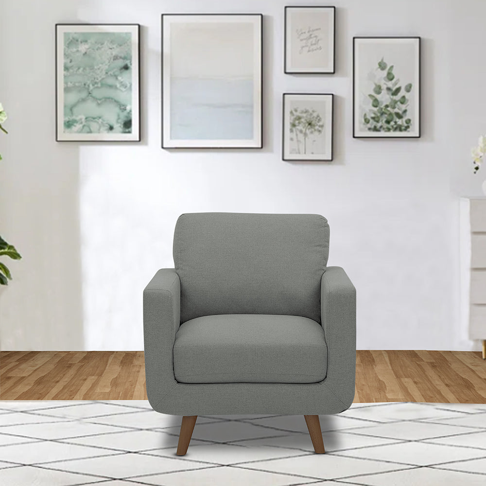 Adorn India Damian 1 Seater Sofa (Grey) (3 Year Warranty)