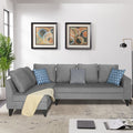 Adorn India Bryson L Shape 6 Seater Sofa Set Plain (Left Hand Side) (Grey) (3 Year Warranty)