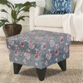 Adorn India Christopher 1 Seater Wing Chair Floral Print with Puffy (Grey)