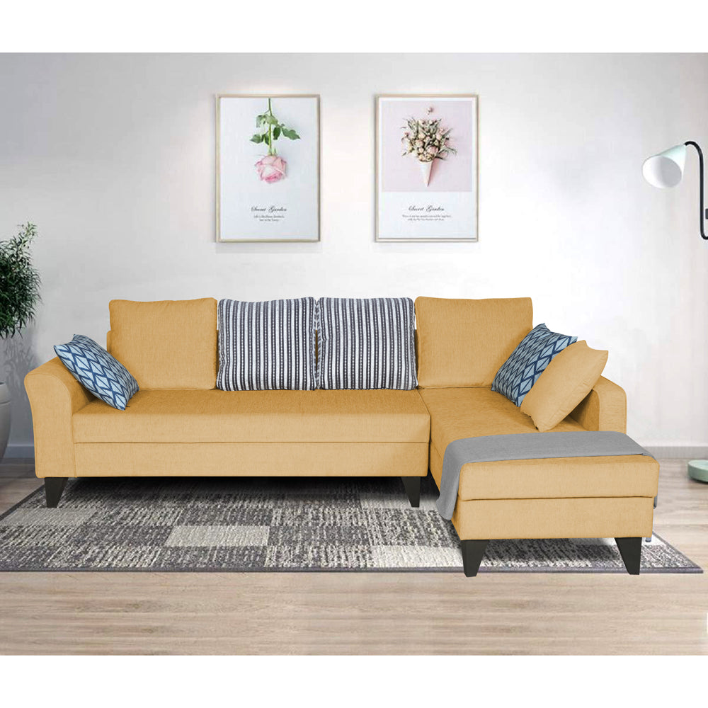 Adorn India Maddox Stripes L Shape 6 Seater Sofa Set RHS (Beige) (3 Year Warranty)