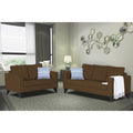 Adorn India Wood Hallton Plain 3+2 5 Seater Sofa Set (Brown) (3 Year Warranty)