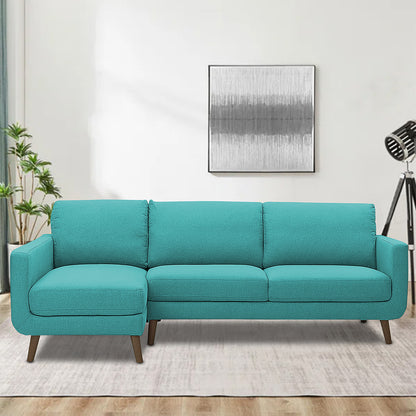 Adorn India Damian L Shape 6 Seater Sofa Set Left Hand Side (Aqua Blue)