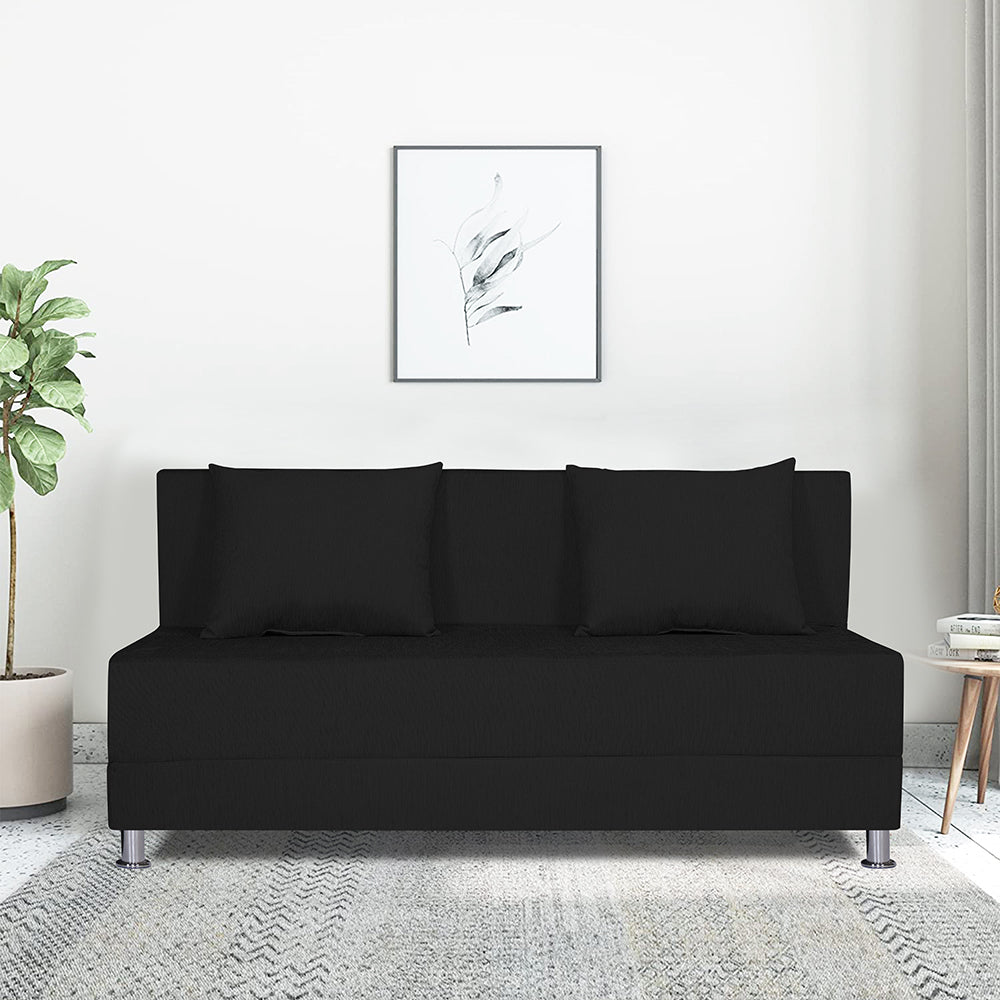 Adorn India Easy Alyn Plus Decent 3 Seater Sofa Cum Bed (5x6) (Black)