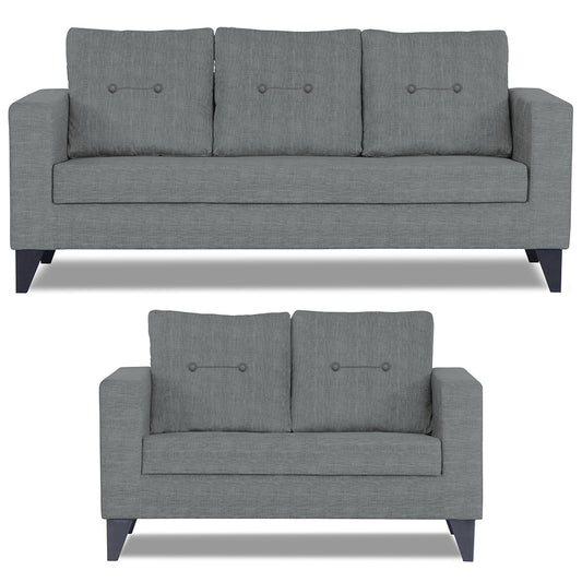 Adorn India Hallton Tufted 3-2 Five Seater Sofa Set (Grey)