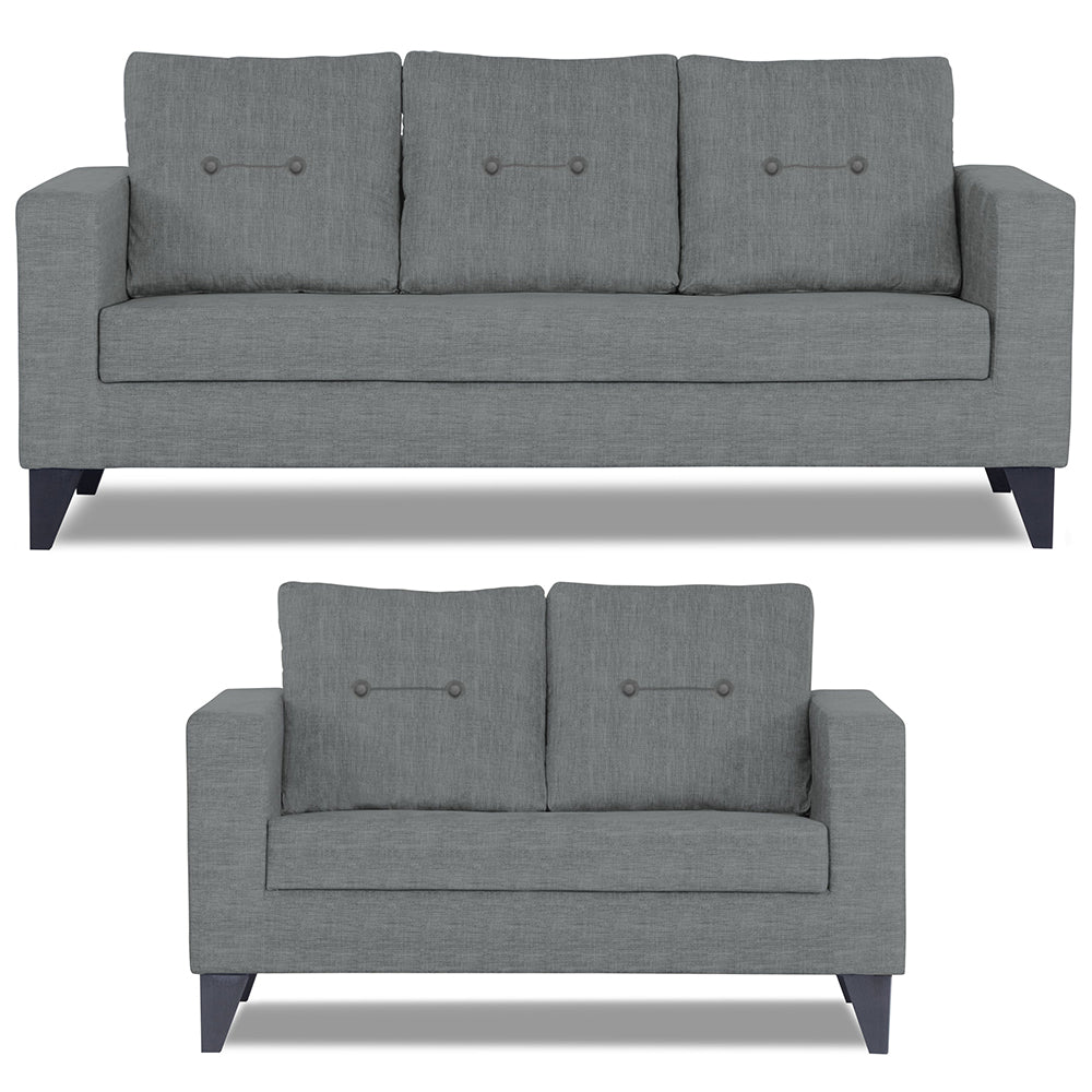Adorn India Hallton Tufted 3-2 Five Seater Sofa Set (Grey) (3 Year Warranty)