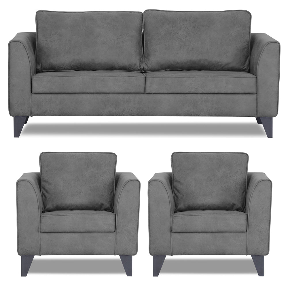 Enzo Decent Premium Leatherette Suede 3+1+1 5 Seater Sofa Set (Grey)