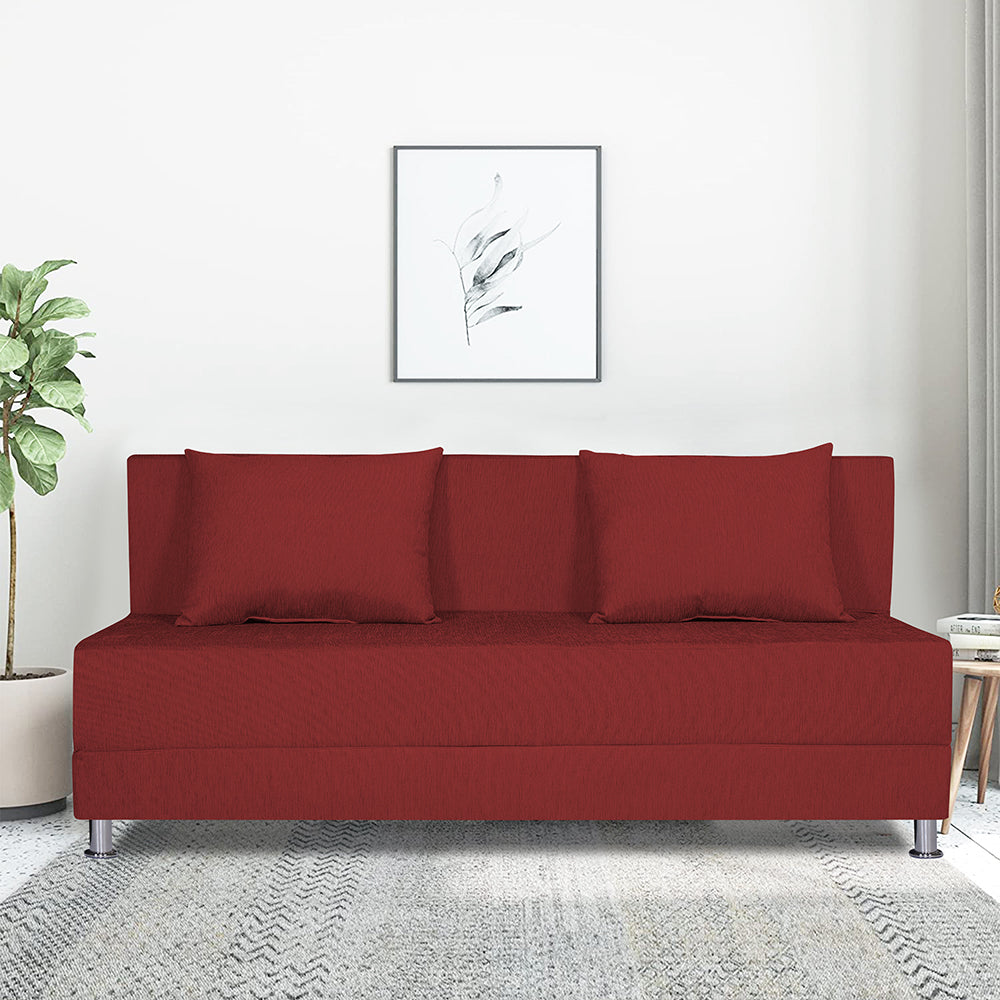 Adorn India Easy Alyn Plus Decent 4 Seater Sofa Cum Bed (6x6) (Maroon)(1 Year Warranty)