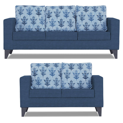 Adorn India Straight line Plus Leaf 3+2 5 Seater Sofa Set (Blue)