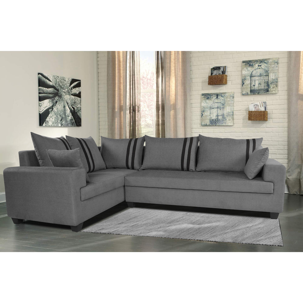Adorn India Winston L Shape 6 Seater Sofa Set (Left Side) (Grey)