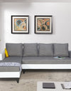 Adorn India Ashley Leatherette Fabric L Shape 6 Seater Sofa Set Plain (Left Hand Side) (Grey & White)
