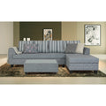Raiden Stripes L Shape 6 Seater Sofa Set with Center Table (Right Hand Side) (Grey)