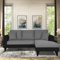 Adorn India Martin L Shape 4 Seater Sofa Set Two Tone (Right Hand Side) (Grey & Black) (3 Year Warranty)