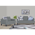Adorn India Hallton Digitel Print Cushion 3+2 5 Seater Sofa Set (Grey) (3 Year Warranty)