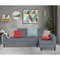 Adorn India Beetle Plus Stripes L Shape 6 Seater Sofa Set (Right Hand Side) (Grey) (3 Year Warranty)