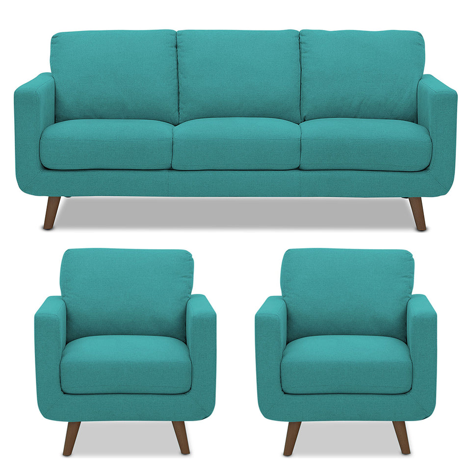 Damian 3+1+1 5 Seater Sofa Set (Aqua Blue)