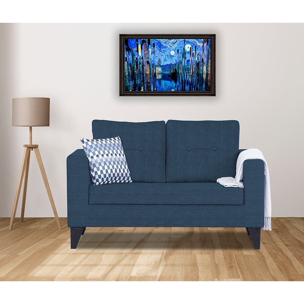 Adorn India Hallton Tufted 2 Seater Sofa (Blue) (3 Year Warranty)