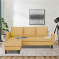 Adorn India Chandler L Shape 4 Seater Sofa Set Plain (Beige)