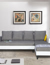 Adorn India Ashley Leatherette Fabric L Shape 6 Seater Sofa Set Plain (Right Hand Side) (Grey & White)