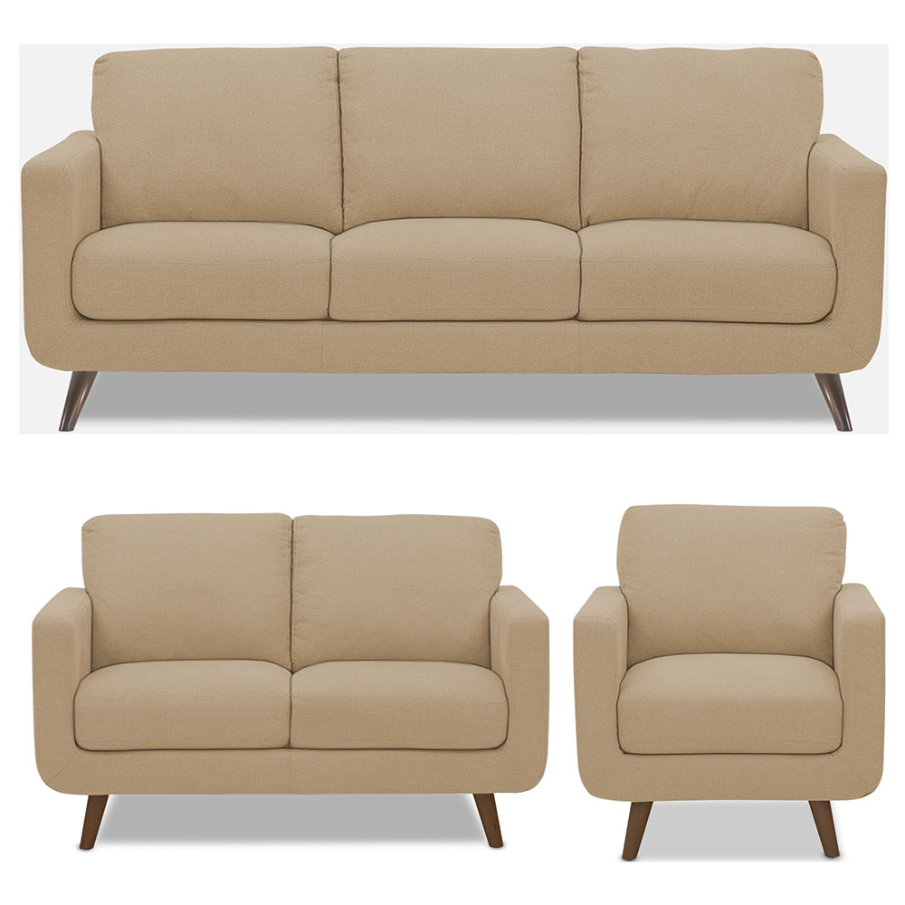 Adorn India Damian 3+2+1 6 Seater Sofa Set (Beige) (3 Year Warranty)