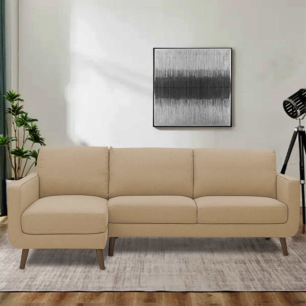 Adorn India Damian L Shape 6 Seater Sofa Set LHS (Beige) (3 Year Warranty)