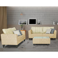 Adorn India Lawson Stripes 3+2 5 Seater Sofa Set with Centre Table (Beige)