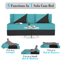 Adorn India Easy Desmond 3 Seater Sofa Cum Bed 5 X 6 (Aqua Blue & Black) (1 Year Warranty)