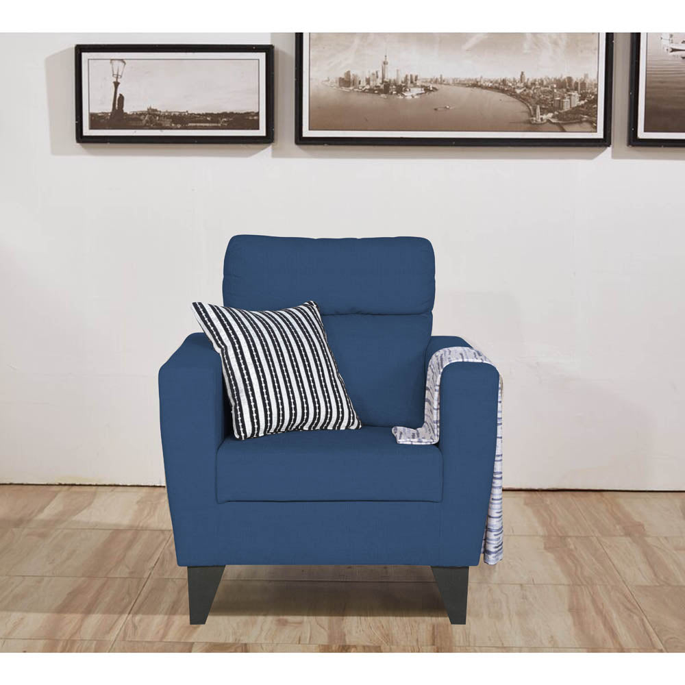 Adorn India Cardello 1 Seater Sofa (Blue) (3 Year Warranty)